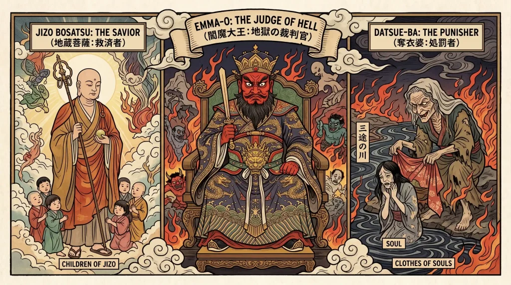 Comparison of Emma-O with other Japanese underworld figures.