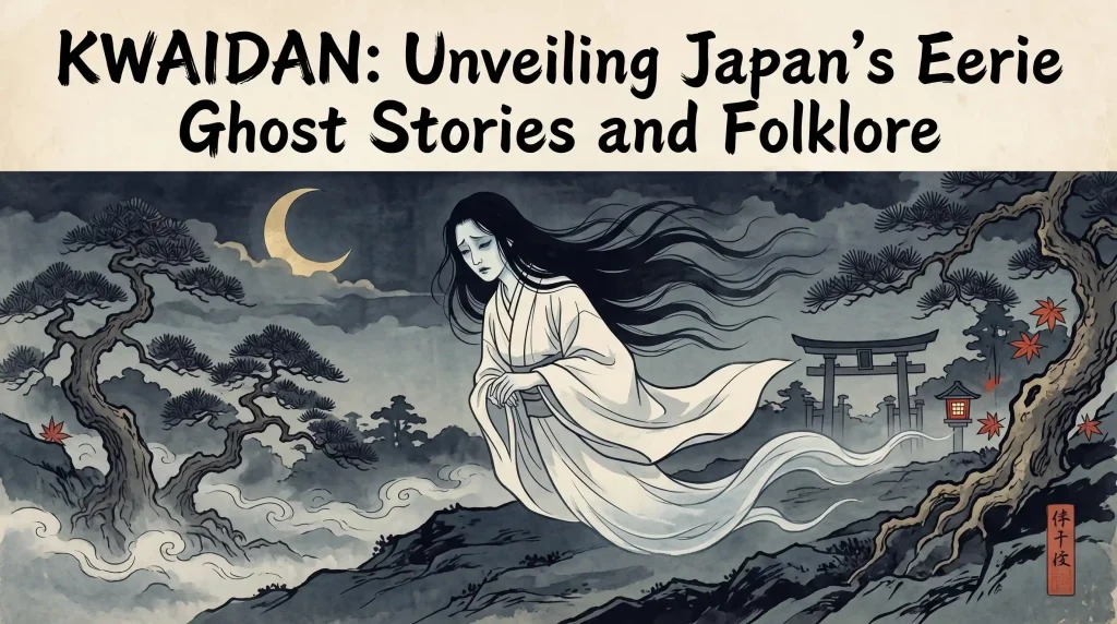 Illustrated cover of Kwaidan, ancient Japanese ghost stories
