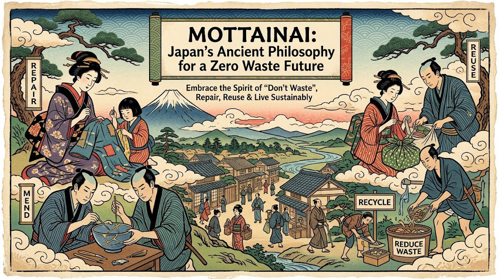 Japanese furoshiki cloth wrapping mottainai concept