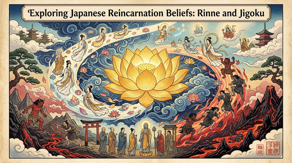 Stylized illustration of Rinne, representing Japanese reincarnation beliefs