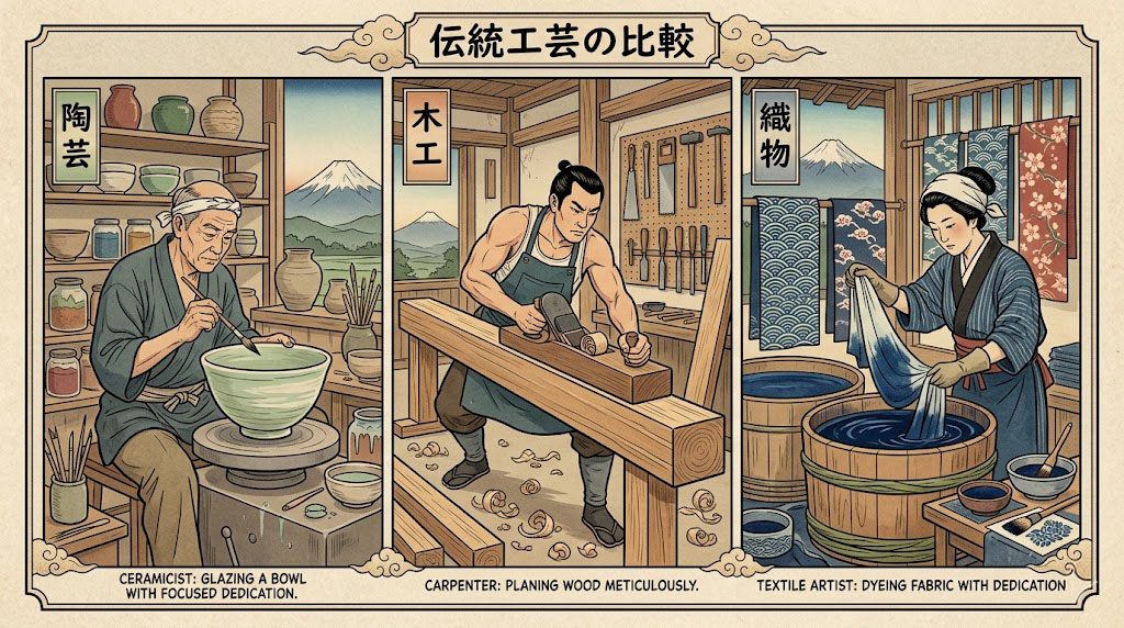 Close-up of hands polishing a traditional Japanese sword, demonstrating precision