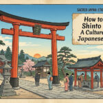 Japanese torii gate at a Shinto shrine, red gate, clear sky
