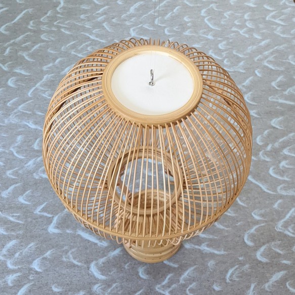 Handcrafted Suruga bamboo hot air balloon hanging ornament with leather accents and a small removable basket. – view 8