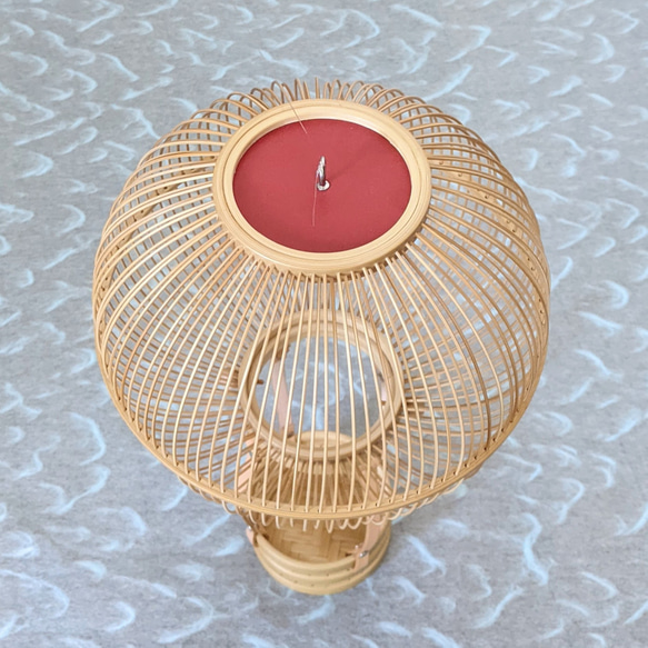 Handcrafted Suruga bamboo hot air balloon hanging ornament with leather accents and a small removable basket. – view 6