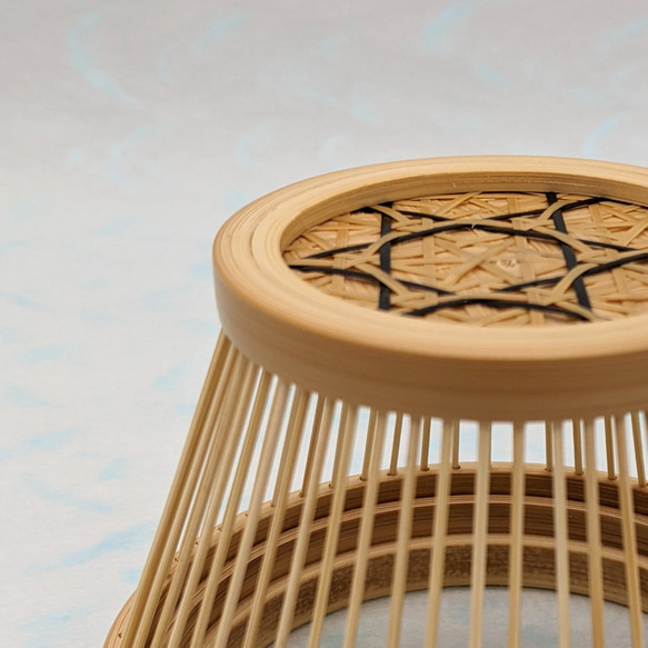 Handcrafted Suruga bamboo wind chime shaped like Mt. Fuji with a dark Nambu iron bell hanging inside – view 5