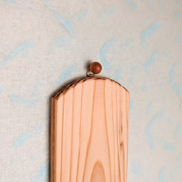 Modern wall-mounted wooden kamidana ofuda holder featuring a delicate bamboo crescent moon design and cedar backplate – view 6