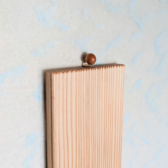 Modern wall-mounted wooden Shinto altar and Ofuda stand featuring a Mount Fuji design crafted from fine bamboo splints on Japanese cedar. – view 7