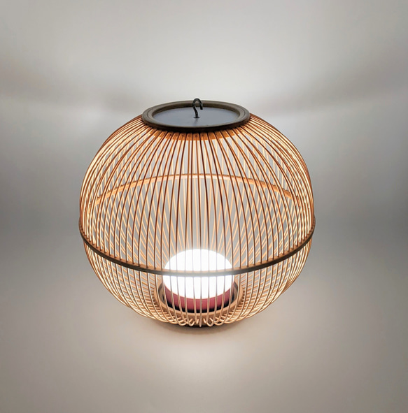 Handcrafted Suruga bamboo hot air balloon hanging ornament with leather accents and a small removable basket. – view 12